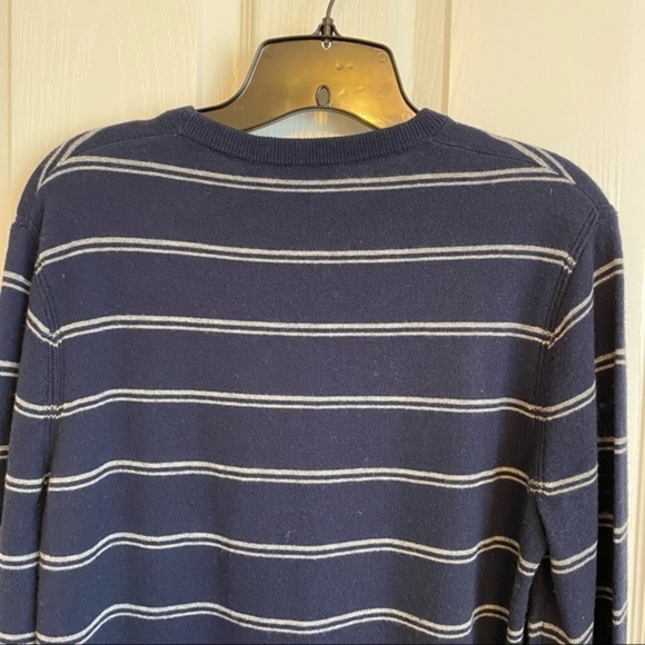 THEORY Riland Striped Wool Blend Pullover Sweater in Navy/Grey Size M - Picture 6 of 10